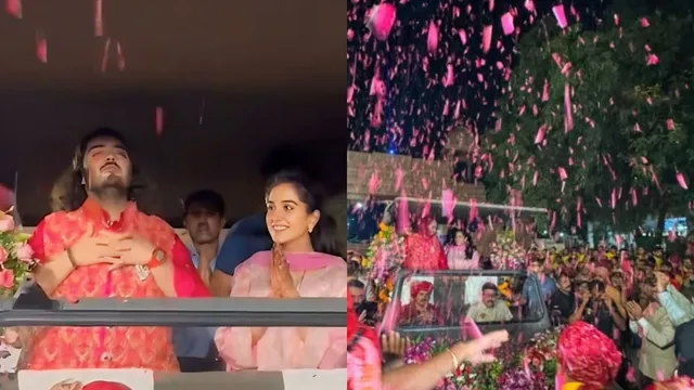 anant-ambani-and-radhika-merchant-arrive-in-jamnagar-for-first-time-after-marriage-couple-showered-with-rose-petals-watch